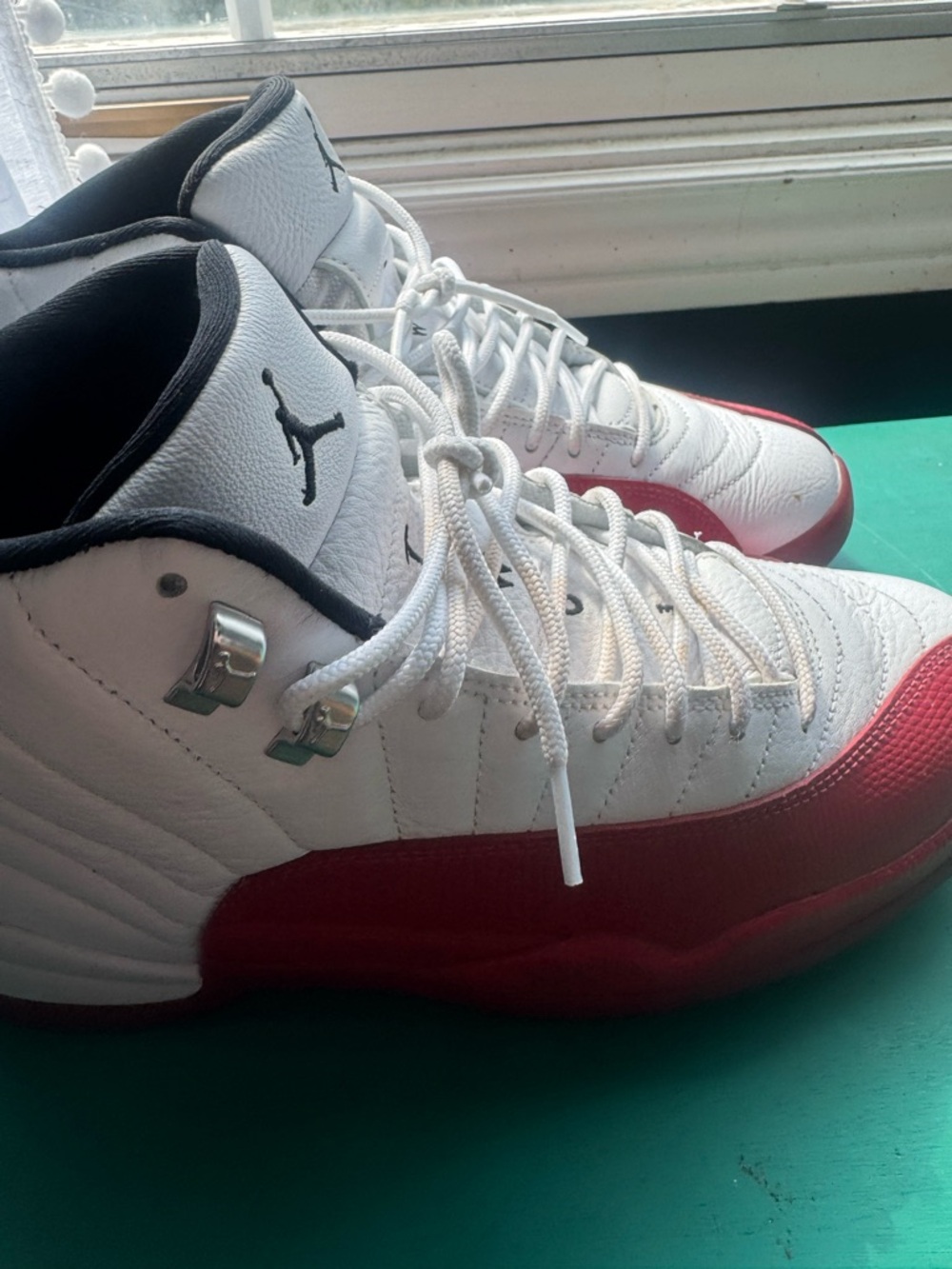 Jordan Men’s White and Red Retro 12 Cherry High-Top Sneakers